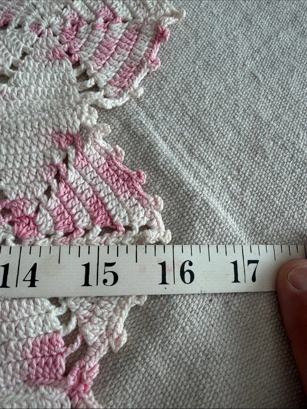 Vintage-Style Pink and White Crochet Doily
